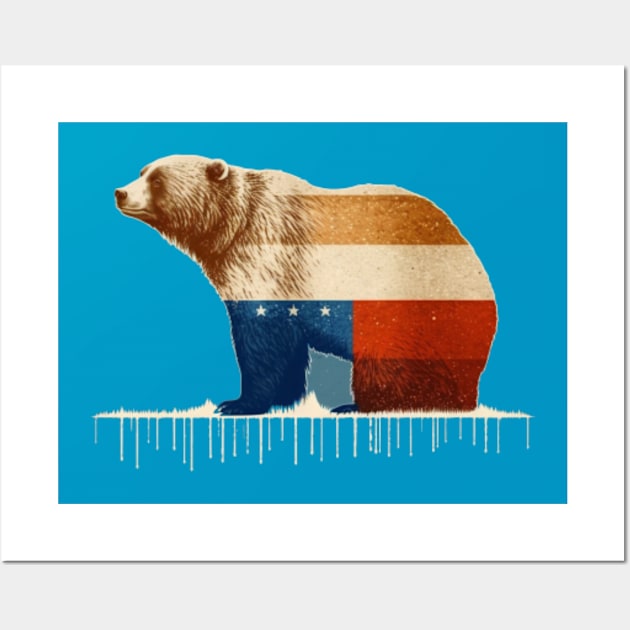 Ursus arctos, symbol of Alaska, in the colors of the American flag Wall Art by ThatSimply!